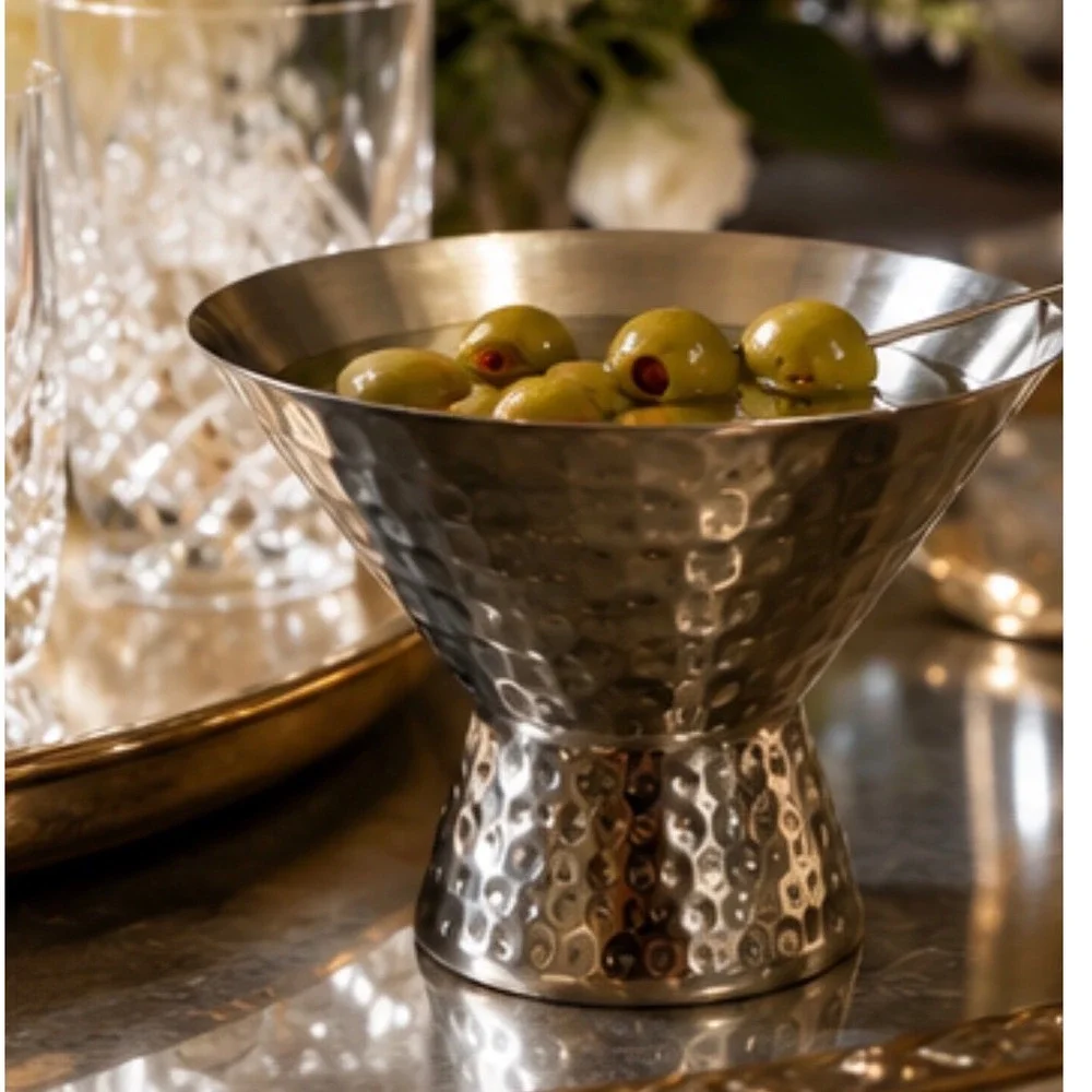 American Metalcraft Hammered Stainless Steel Martini Cup Cocktail Olive Bowl MCM